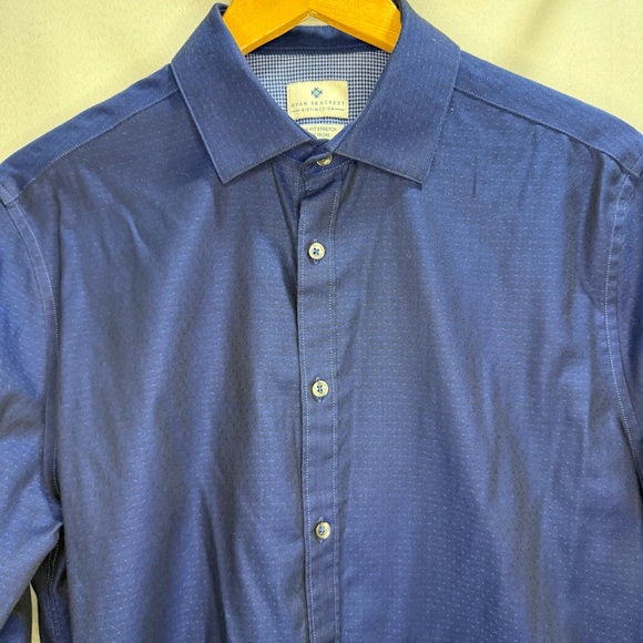 Ryan Seacrest Distinction Slim Fit Stretch Dress Shirt Blue 16 32/33 - Picture 4 of 6